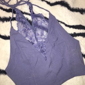 Free People Halter Crop Top w Lace